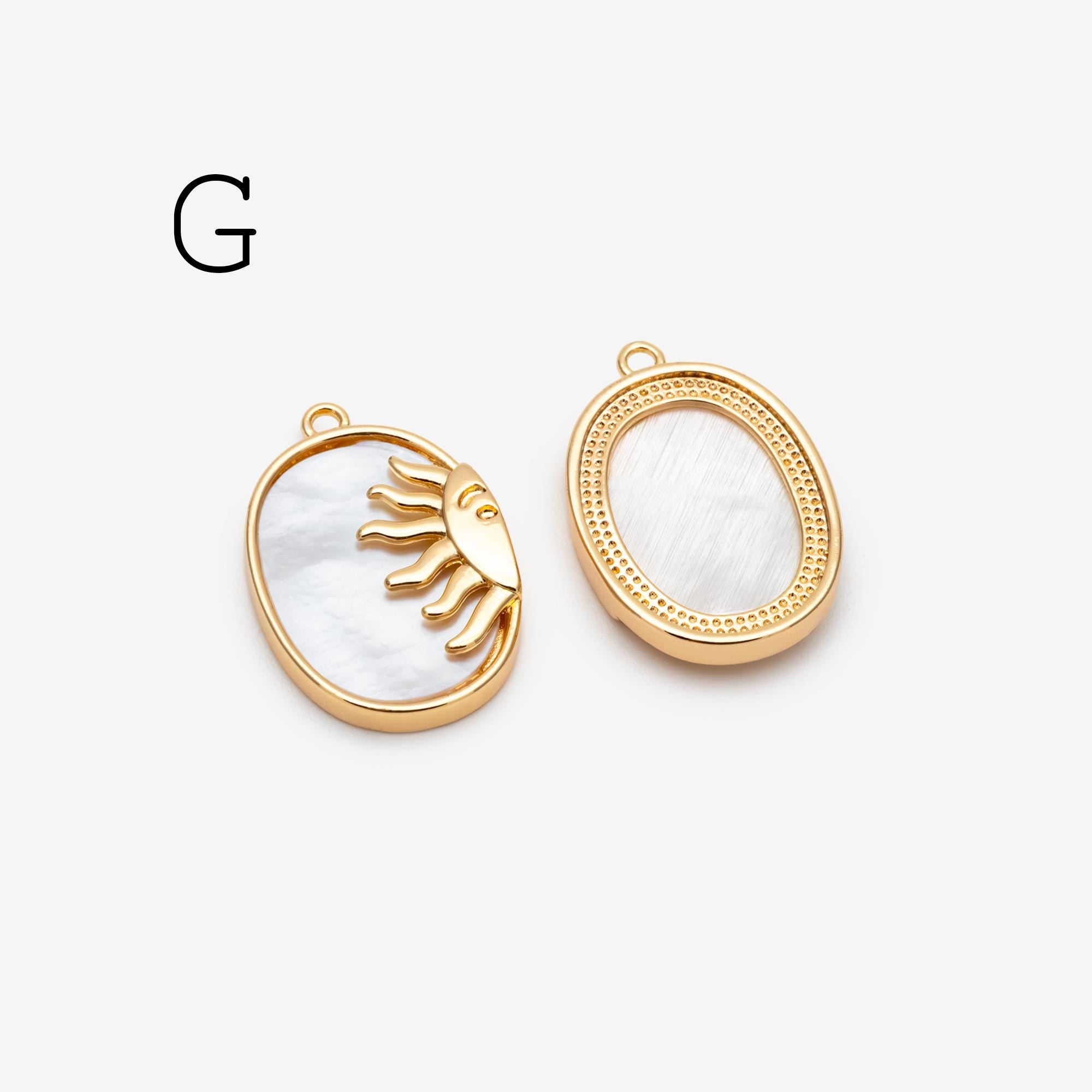 4pcs CZ Pave Gold/ Silver Sun Charms, 18K Gold/ Rhodium plated Brass, Sun Pendants (GB-2259)